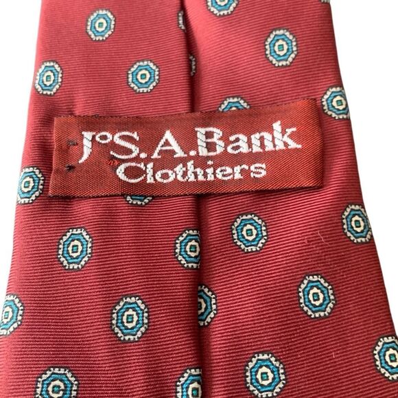 Pre Owned Men’s Jos A. Bank Clothiers Tie Neck Tie Necktie All Silk Handmade USA - Picture 3 of 5